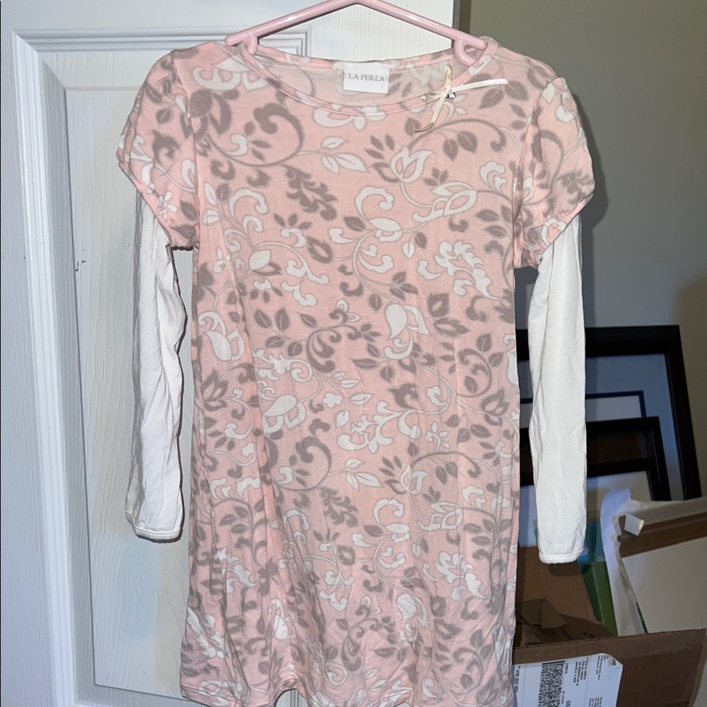 La Perla Pink and Cream Patterned nightgown
